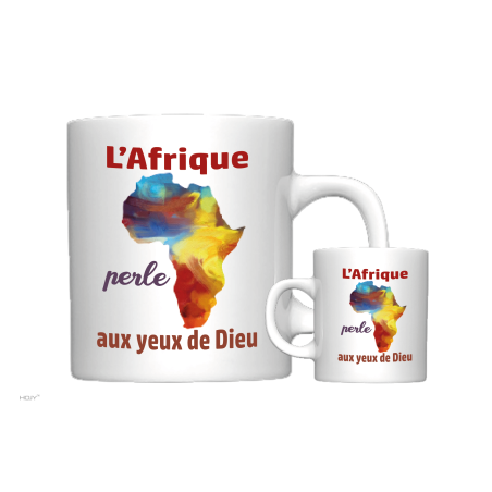 MUG BLANC THEME ETNIQUE. AFRIQUE