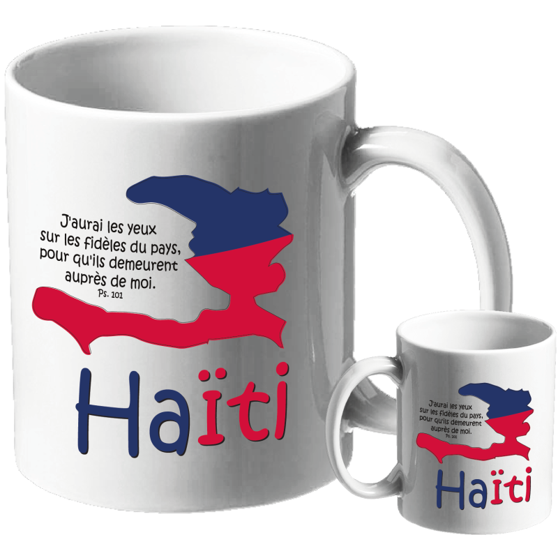 MUG BLANC THEME ETHNIQUE HAÏTI PSAUME 101