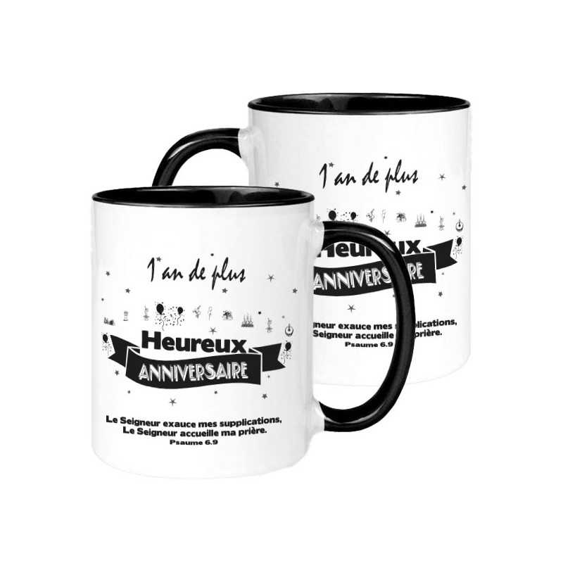 MUG BICOLORE ANNIVERSAIRE PSAUME 6.9