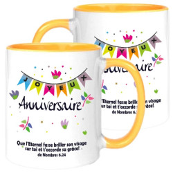 MUG BICOLORE ANNIVERSAIRE NOMBRES 6.25. JAUNE
