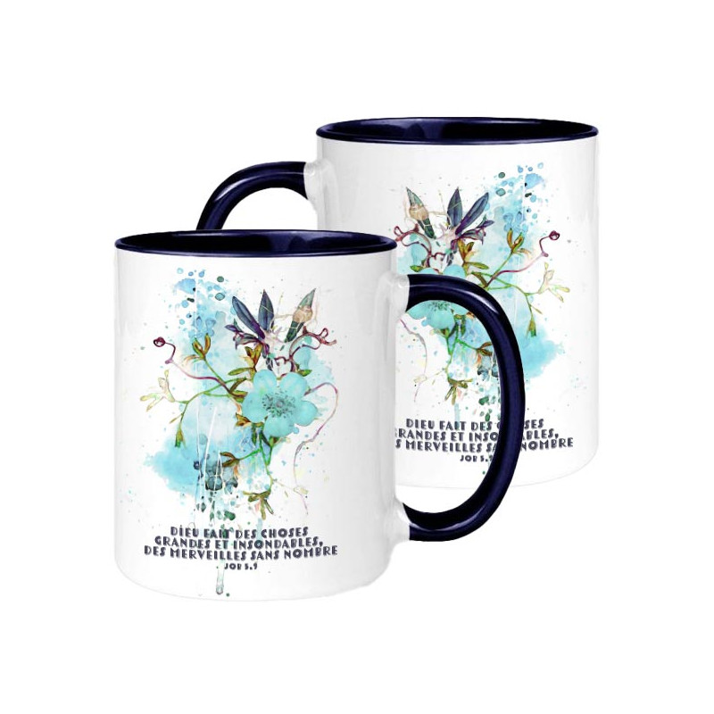 MUG BICOLORE THEME FLORAL JOB 5.9