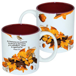MUG BICOLORE THEME FLORAL PSAUME 32.8