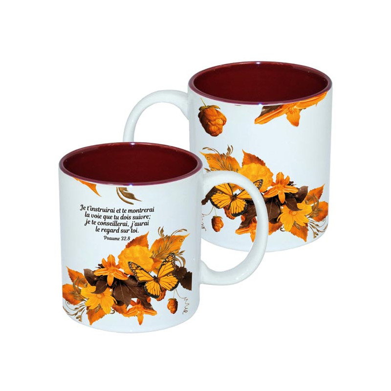 MUG BICOLORE THEME FLORAL PSAUME 32.8