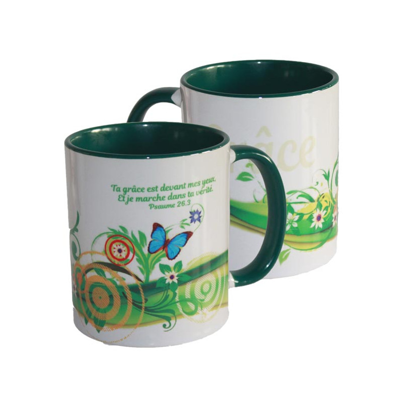 MUG BICOLORE PAPILLONS PSAUME 26.3