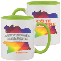 MUG BICOLORE THEME ETHNIQUE CÔTE D'IVOIRE 2 COR 1.3 VERT