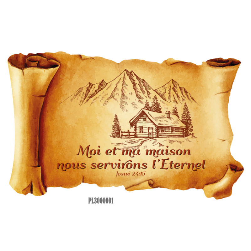 CHALET & MONTAGNE CADRE STYLE PARCHEMIN