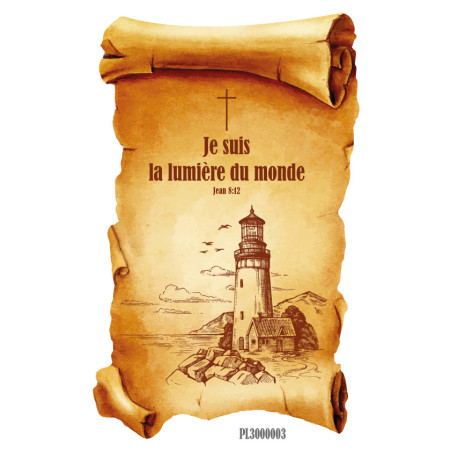 PHARE ET MER CADRE STYLE PARCHEMIN