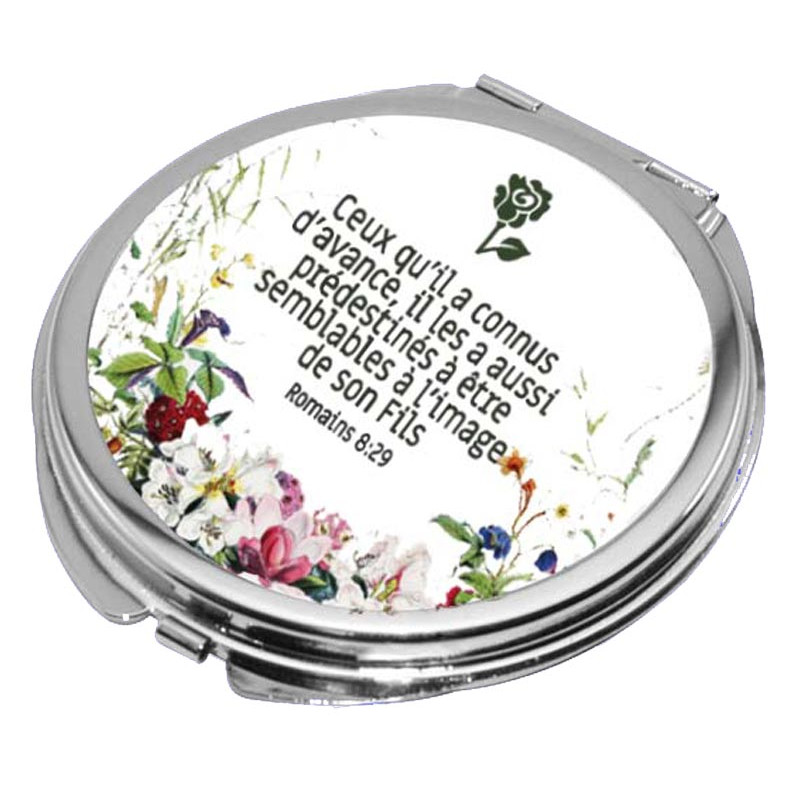 THEME FLORAL MIROIR ROND METAL. CHROME