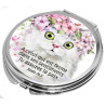 CHAT FLORAL MIROIR ROND METAL. ARGENT