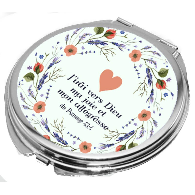 COURONNE FLEURS MIROIR ROND METAL
