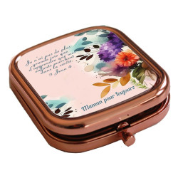 MAMAN POUR TOUJOURS FLORAL MIROIR CARRE METAL
