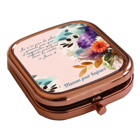 MAMAN POUR TOUJOURS FLORAL MIROIR CARRE METAL