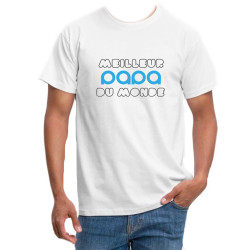 TEE-SHIRT COTON - MEILLEUR PAPA DU MONDE. BLANC