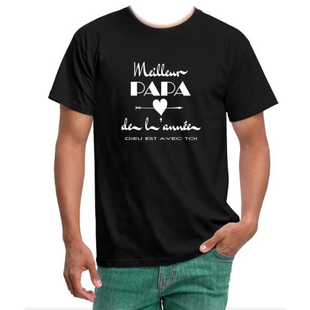 TEE-SHIRT COTON NOIR - MEILLEUR PAPA DE L'ANNEE