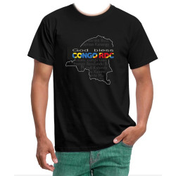 TEE-SHIRT COTON NOIR CONGO RDC