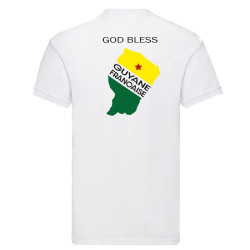 TEE-SHIRT COTON - GOD BLESS GUYANE FRANCAISE. BLANC