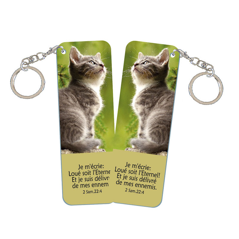 PORTE-CLES ALU THEME ANIMAUX CHATON