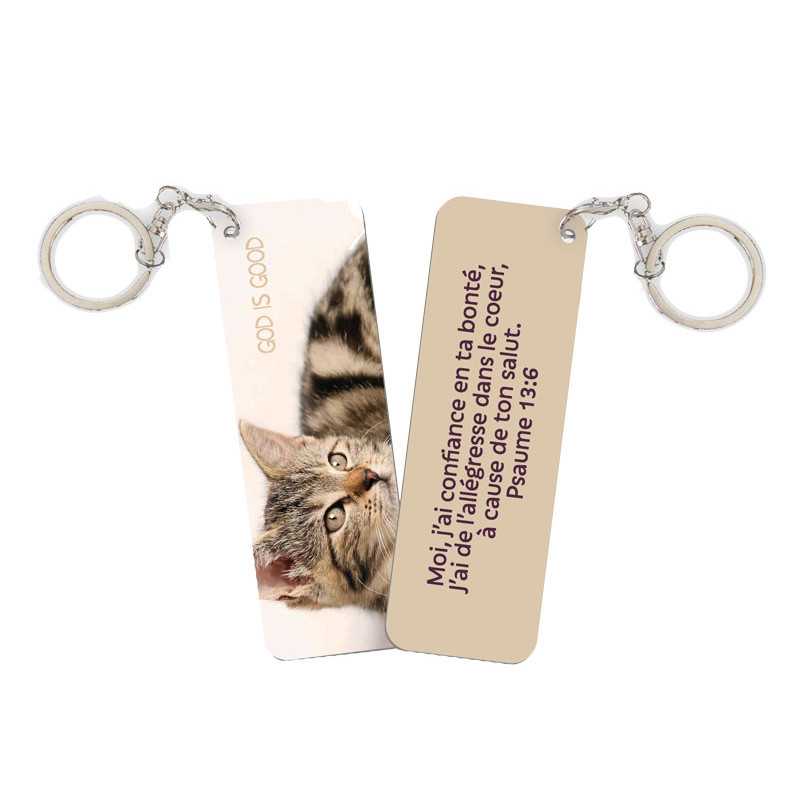 PORTE-CLES ALU THEME ANIMAUX CHATON