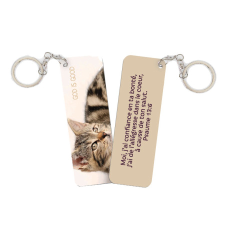 PORTE-CLES ALU THEME ANIMAUX CHATON