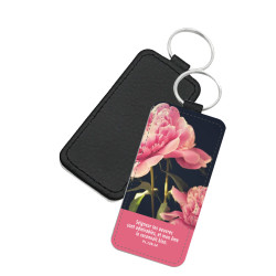 PORTE-CLES SIMILI THEME NATURE PIVOINE