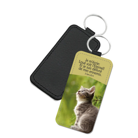 PORTE-CLES SIMILI THEME ANIMAUX CHATON