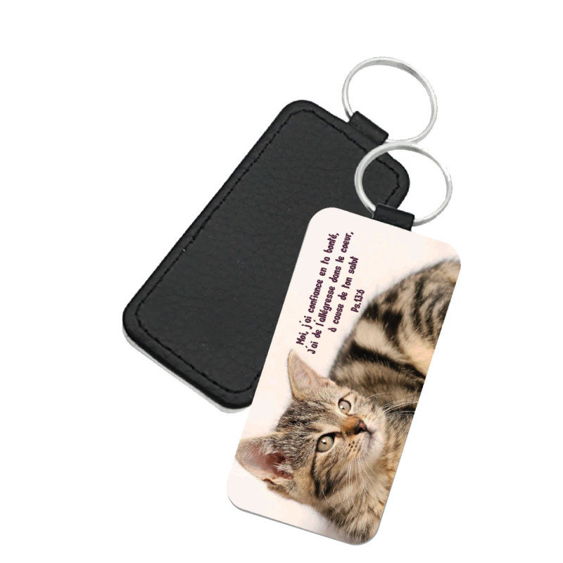 PORTE-CLES SIMILI THEME ANIMAUX CHATON
