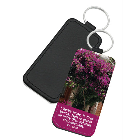 PORTE-CLES SIMILI THEME NATURE BOUGAINVILLIER