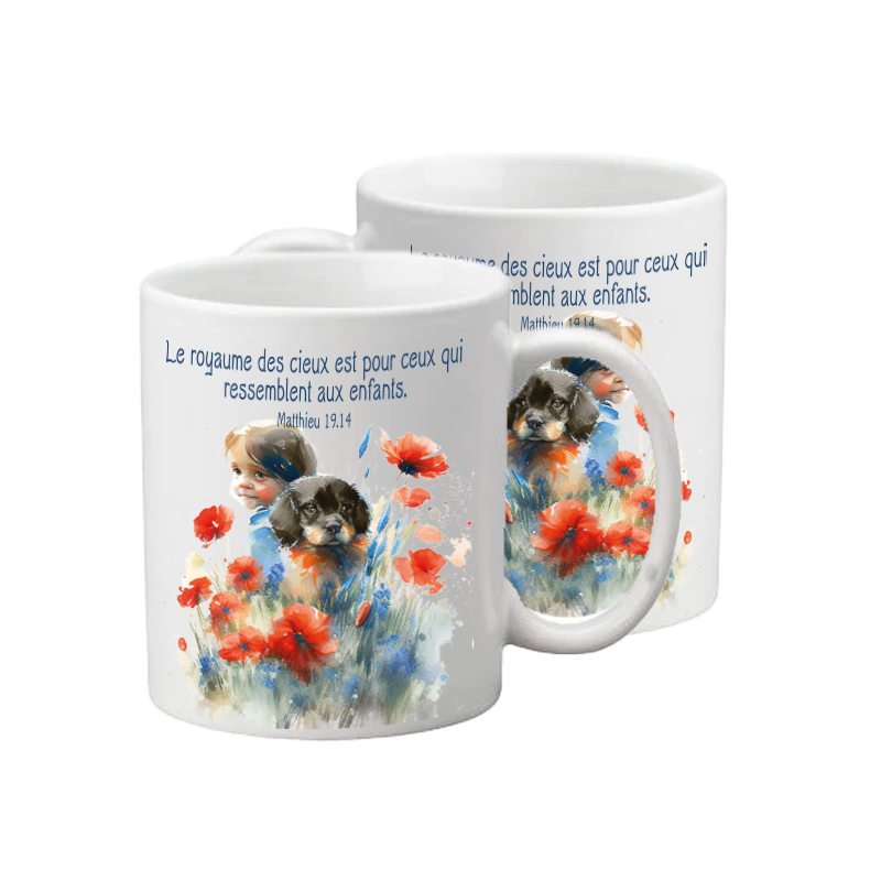 TASSE POLYMERE POUR ENFANT THEME FILLETTE ET CHIOT