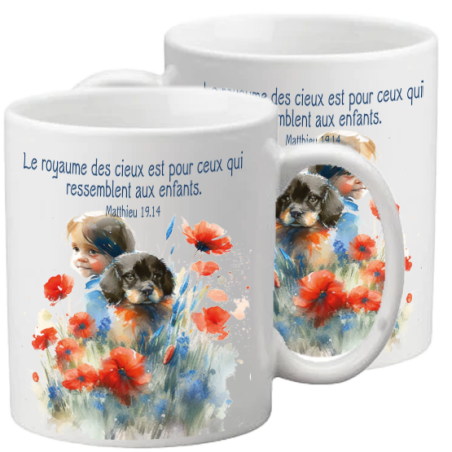 TASSE POLYMERE POUR ENFANT THEME FILLETTE ET CHIOT