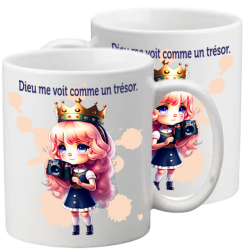 TASSE POLYMERE POUR ENFANT THEME FILLE REINE