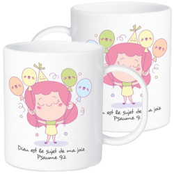 TASSE POLYMERE POUR ENFANT THEME FILLE ET BALLONS