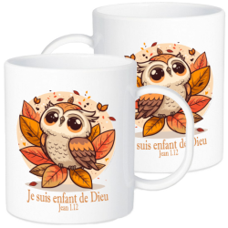 TASSE POLYMERE POUR ENFANT THEME HIBOUX