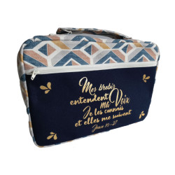 POCHETTE BIBLE TISSU COTON IMPRIME. IMPRIME GEOMETRIQUE