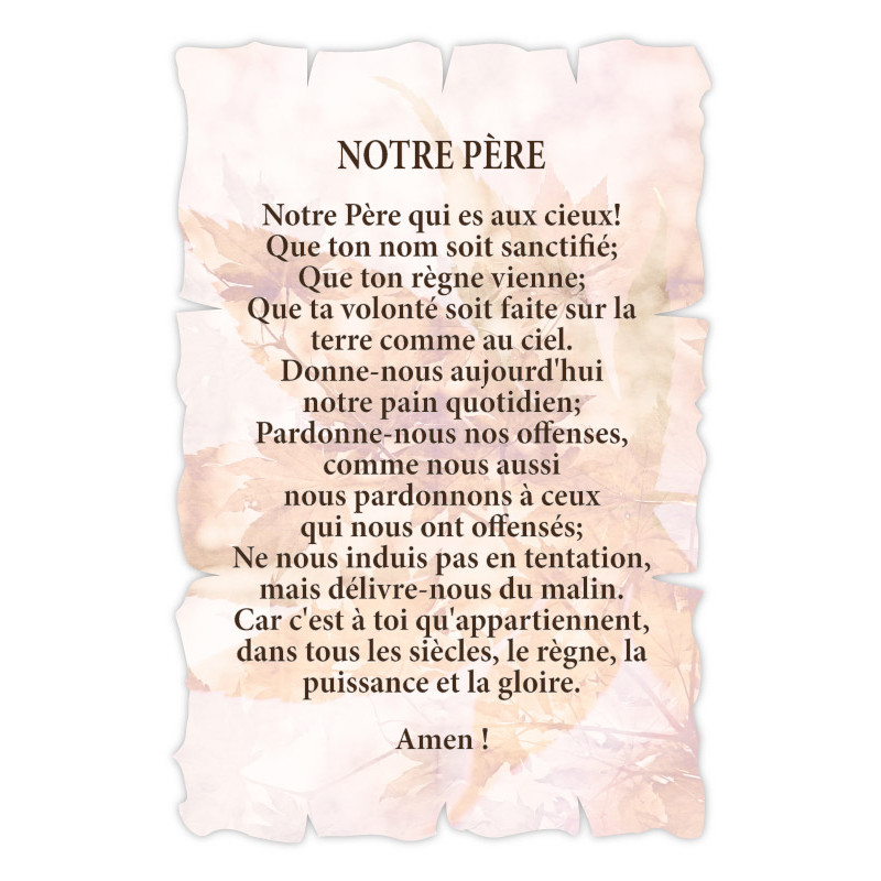 CADRE BOIS FOND FEUILLE LE NOTRE PERE