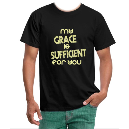 TEE-SHIRT COTON BLANC - MY GRACE IS SUFFICIENT FOR YOU