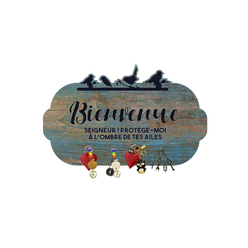 ACCR. CLES VIEUX BOIS OISEAUX PSAUME 17.8