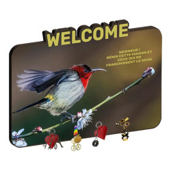 OISEAU SUR BRANCHE ACCR.CLES ANIMAUX SEIGNEUR BENIS CETTE MAISON...