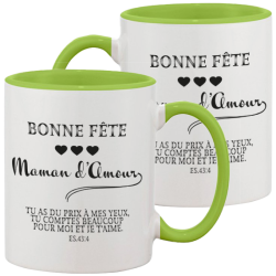 MUG BICOLORE FETE DES MERES VERT CLAIR