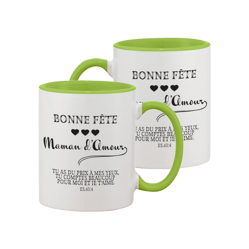 MUG BICOLORE FETE DES MERES VERT CLAIR