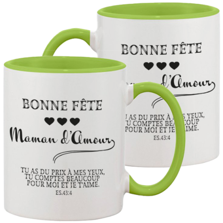 MUG BICOLORE FETE DES MERES VERT CLAIR