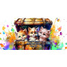 CHATONS DANS COFFRE COLORE TIRELIRE CERAMIQUE
