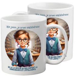 FILLETTE INSTITUTRICE TASSE POLYMERE ENFANT