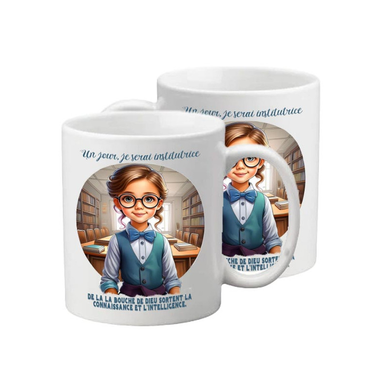 FILLETTE INSTITUTRICE TASSE POLYMERE ENFANT
