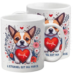 PETIT CHIEN ET COEUR TASSE POLYMERE ENFANT