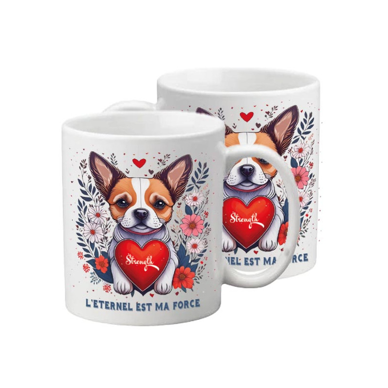 PETIT CHIEN ET COEUR TASSE POLYMERE ENFANT