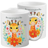 GIRAFE HEUREUSE ET FLEURS TASSE POLYMERE ENFANT