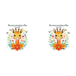 GIRAFE HEUREUSE ET FLEURS TASSE POLYMERE ENFANT