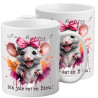 PETITE SOURIS AVEC NOEUD ROSE TASSE POLYMERE ENFANT