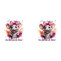 PETITE SOURIS AVEC NOEUD ROSE TASSE POLYMERE ENFANT