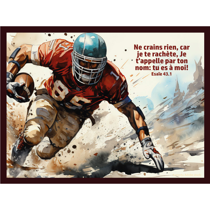 FOOTBALLEUR AMERICAIN FOND COLORE CADRE A3